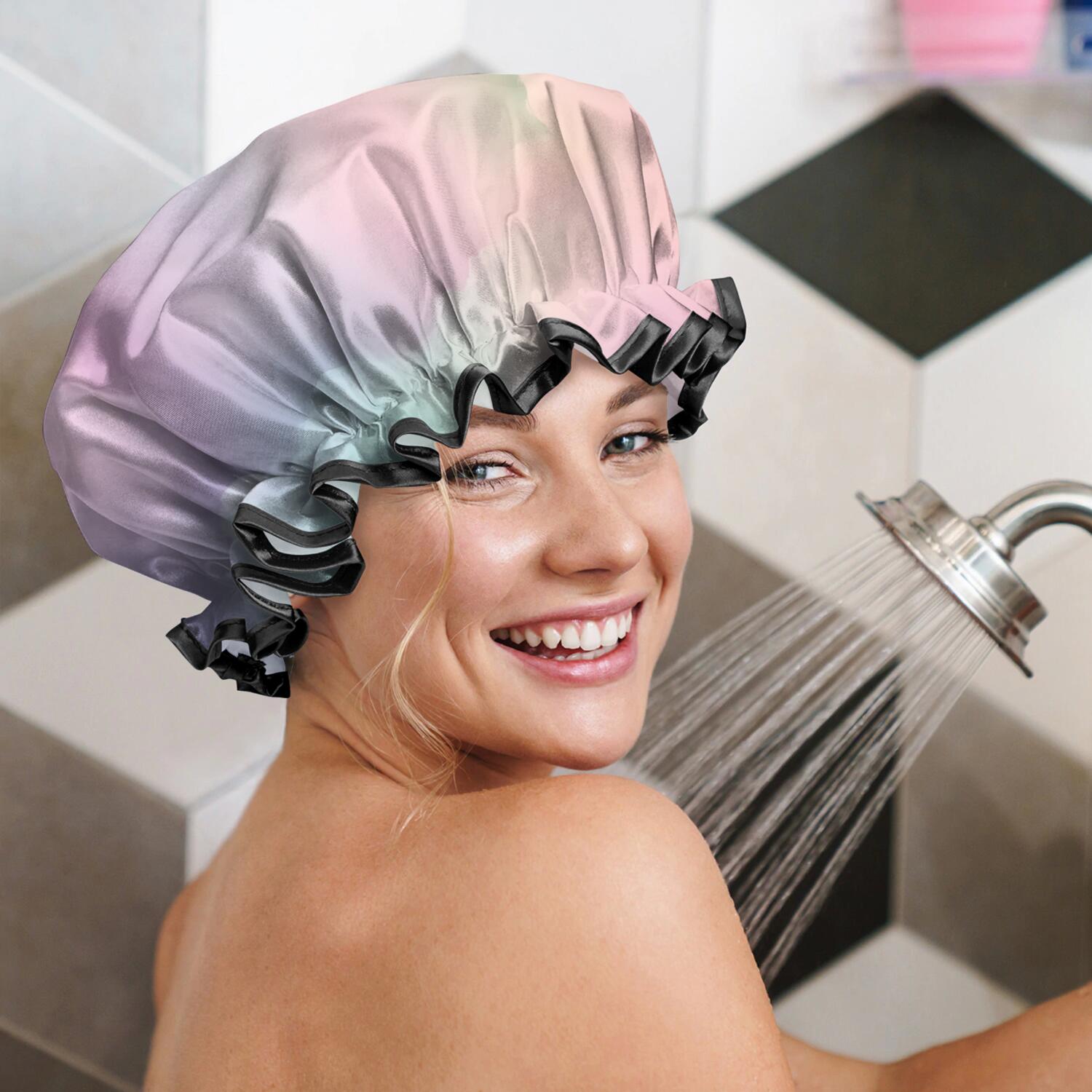 Shower Caps,Dreamy Pastel Sky Waterproof Shower Cap for Women 4 Pieces,Double Reusable Hair Cover for Shower PEVA Elastic Stretch Hem