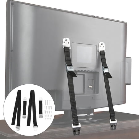 KALLORY Furniture Safety Straps 2Pcs for Baby Safety from Television Black Polyester Zinc Alloy