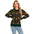 thumbnail image 5 of Halloween Sweaters for Women Maple Leaves Print Crewneck Fall Winter Knitted Pullover Sweater Warm Long Sleeve Casual Knit Sweaters Alsol Lamesa, 5 of 6