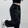 thumbnail image 4 of Vintage Loose Women Streetwear Harem Pants Summer Fashion High Waist Hip Hop Sweatpants Casual Korean Letter Elastic Trousers, 4 of 6