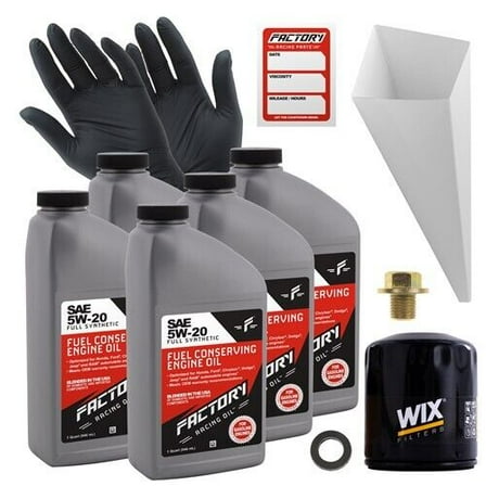 Factory Racing Parts Oil Change Kit Compatible with Lincoln MKZ 2.5L 2011-2012 5W-20 Full Synthetic Oil - 5 Quarts