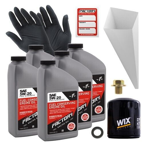 Factory Racing Parts Oil Change Kit Compatible with Lincoln MKZ 2.5L 2011-2012 5W-20 Full Synthetic Oil - 5 Quarts