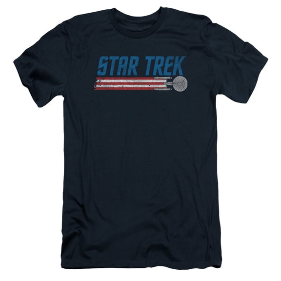 Star Trek Americana Enterprise Adult 30/1 T-Shirt Navy