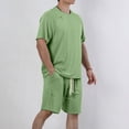 thumbnail image 5 of VBTAPA Mens Shorts Sets 2 Piece Casual Summer Outfits Oversized Ripped Raglan T-shirt with Drawstring Waist Shorts Lounge Track Suit Set with Pockets Army Green XXXL, 5 of 8