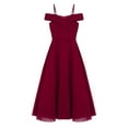 thumbnail image 3 of iixpin Kids Off Shoulder Flower Girl Dress Adjustable Spaghetti Princess Birthday Party Gowns Burgundy 12, 3 of 7