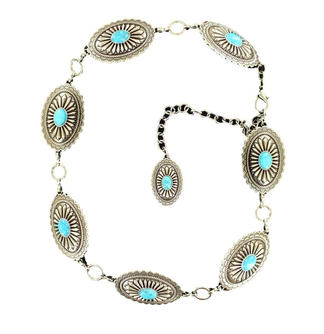 Ariat Ariat A1515836M Womens Oval Turquoise Concho Chain Belt