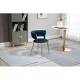 thumbnail image 3 of Modern Fabric Dining Chairs Set of 2, Upholstered Living Room Leisure Chairs with Woven Backrest and Gold Metal Legs, Accent Chair Armless Leisure Side Chair for Dining Room, Kitchen, Vanity, Navy, 3 of 7