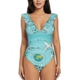 thumbnail image 2 of Yiaed Travelling on Airplane Print Women's Ruffled One Piece Swimsuit V Neck Swimwear Slimming Monokini for Woman-X-Large, 2 of 8