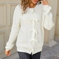 thumbnail image 3 of Fmbrln Womens Knitted Cardigan Sweaters Long Sleeve Crew Neck Button Open Front Cardigans Casual Loose Solid Color Cardigan Coat White M, 3 of 5
