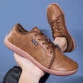 thumbnail image 2 of Men's Vintage Brown Leather Lace-Up Casual Flat Sneakers, 2 of 5