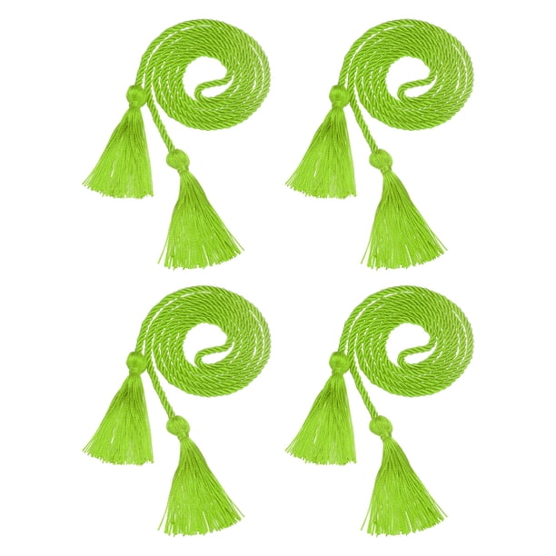 Uxcell 4 Pcs Cordones de Graduación, Cordones de Honor de Borlas de Graduación, Cordón de Honor de Graduación con Borla, Cordones Trenzados para la Costura de Toga de Licenciatura, Verde Brillante