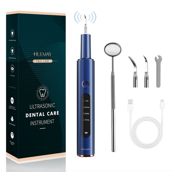Hulmay Plaque Remover for Teeth, Electric Tartar Remover Tooth Cleaner with LED Light, 4 Modes Rechargeable Dental Cleaning Kit Tools, 2 Replaceable Heads