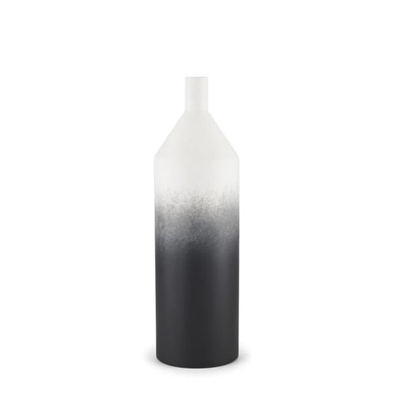 HomeRoots 608329 20 in. Black & White Ombre Metal Table Vase