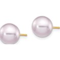 thumbnail image 2 of 14K Yellow Gold 8-9mm Purple Round Freshwater Cultured Pearl Stud Post Earrings Made In Canada x80ppu, 2 of 5