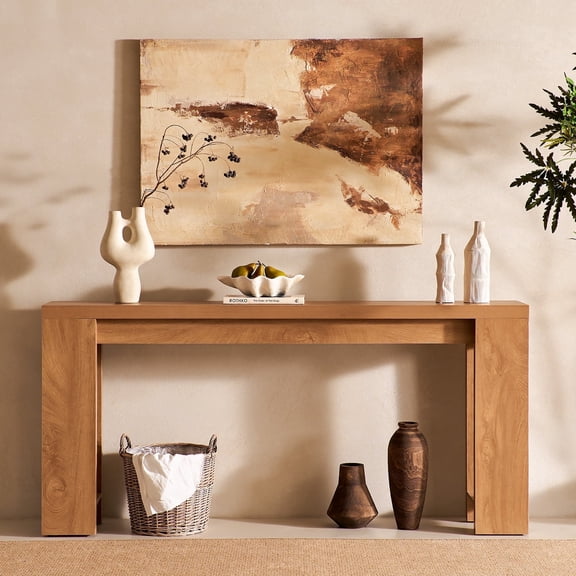 71" Extra Long Console Table, Wood Sofa Table Behind Couch, Farmhouse Narrow Entryway Table for Living Room, Hallway, Entrance,Light Oak