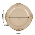 thumbnail image 3 of YOPTOP 10 Pack | Clear/Gold Baroque 8” Round Plastic Dessert Salad Plates  Disposable Tableware with Leaf Embossed Gold Rim,taupe,10", 3 of 11