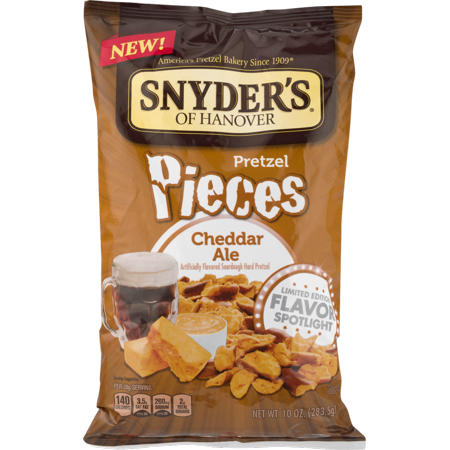 Cheddar Pretzel - Snyder's of Hanover Cheddar Ale Flavored Pretzel Pieces- Four 10 oz. Bags