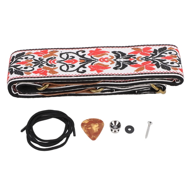 Correa de guitarra engrosada y ensanchada, multifuncional, única, con bordado jacquard, color blanco