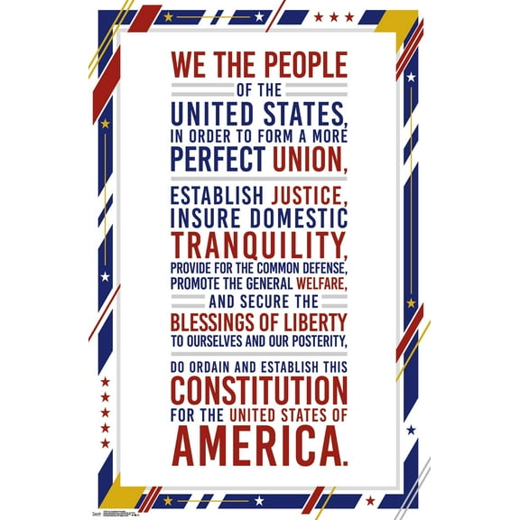 The United States Of America - Constitution Preamble Wall Poster, 22.375" x 34"