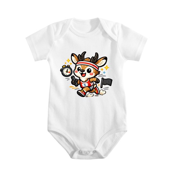 North American Antelope Sprinting Baby Bodysuit, 100% Cotton Short Sleeve Snap Romper, 0-12 Months
