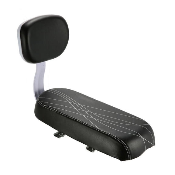 COMPUKAS 1Pc Bike Rear Seat with Backrest Cushion Black Comfortable PU Material
