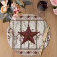 thumbnail image 3 of Red Texas Star Vintage Round 13 Inch Placemats Set of 4, Farmhouse Berry Grey Wooden HeatResistant Non Slip Place Mats for Dining Table, Wipeable Braided Kitchen Table Mats for Housewarming, 3 of 9