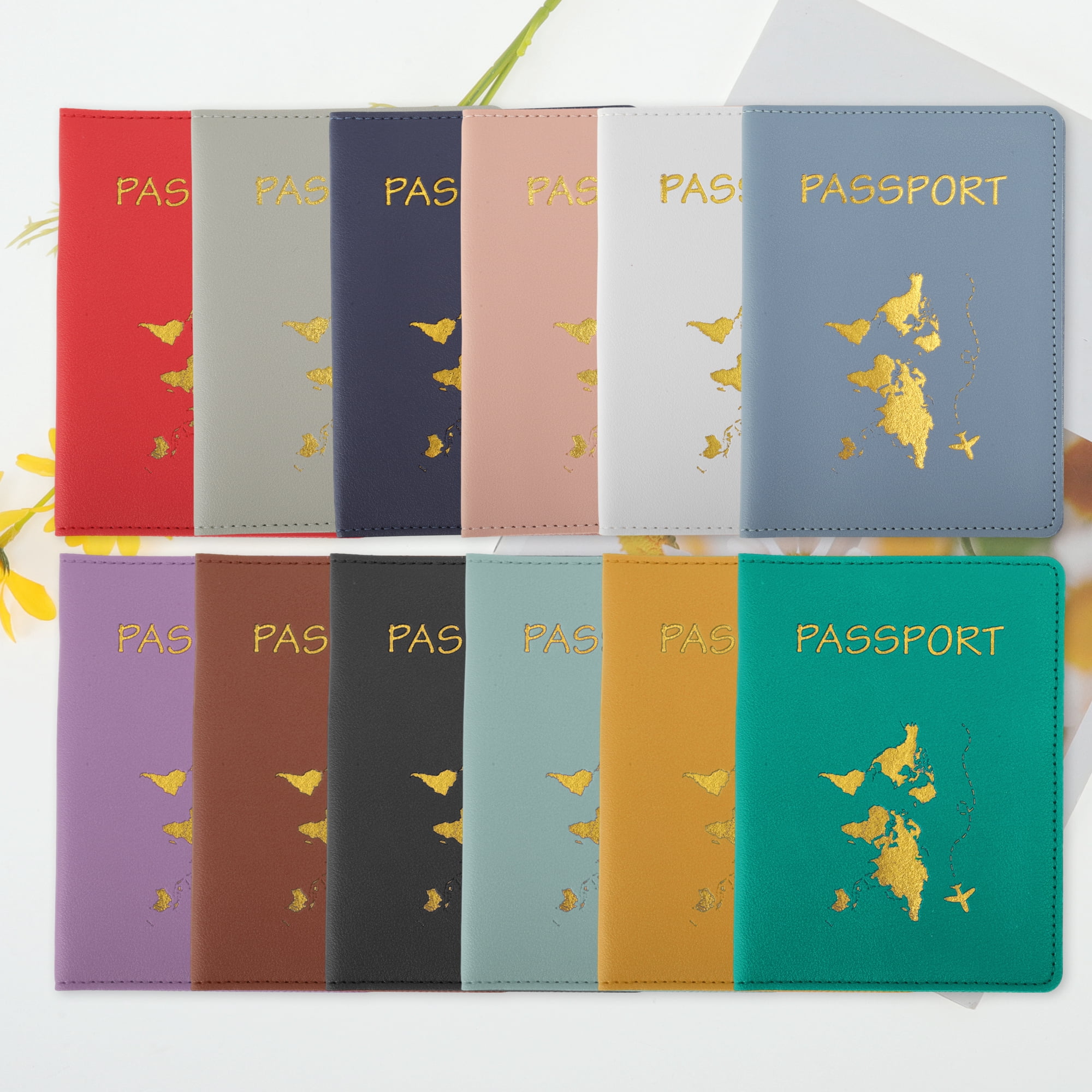 Unique Bargains Gold-stamped Map Passport Holder 1 Pc Dark Blue