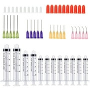 52 Pcs - 5ml 10ml 20ml Syringes with 14ga, 20ga,21ga, 23ga Blunt Tip Needles With Syringe Caps and Needle Caps for Refilling and Measuring Liquids, Oil or Glue Applicator