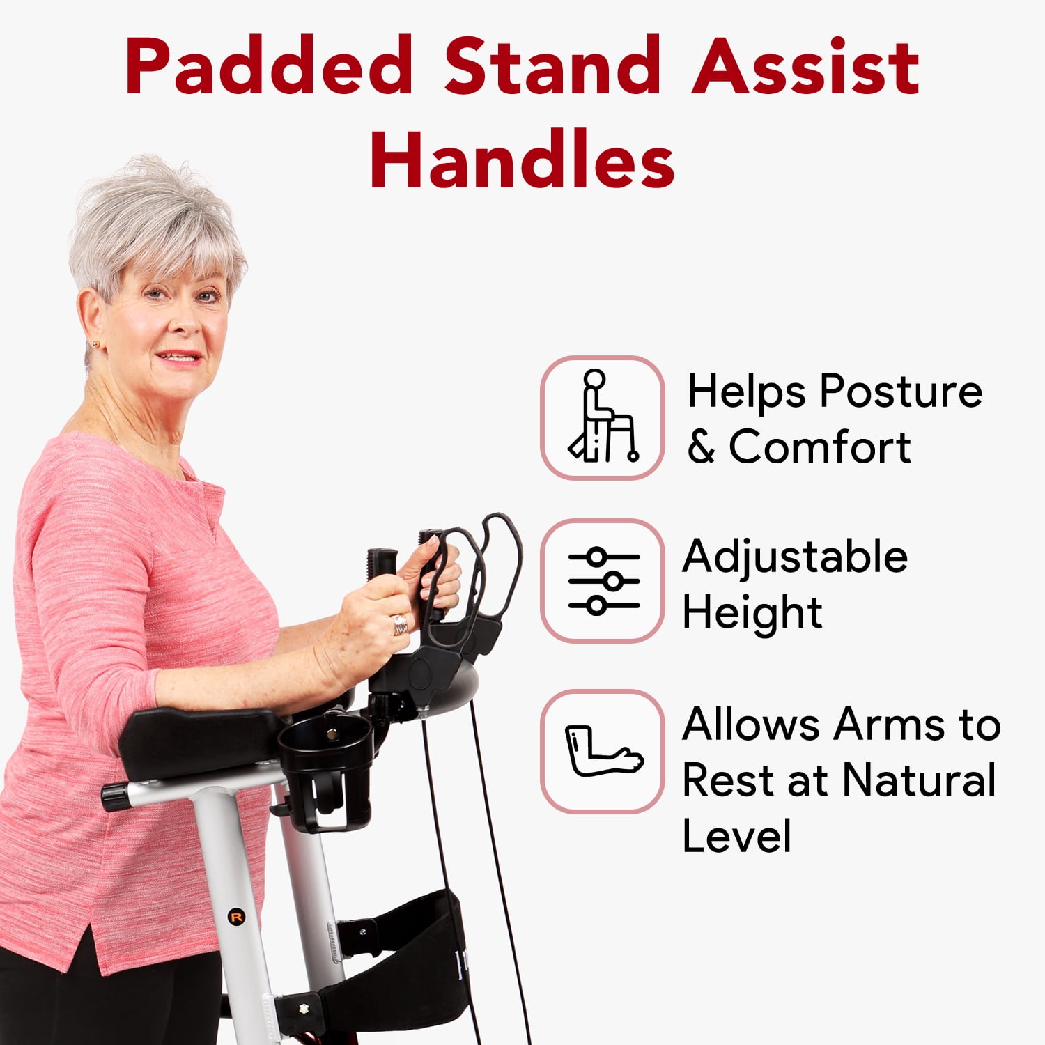 Buy ProHeal Stand Up Walker with Seat Tall Rollator with Adjustable