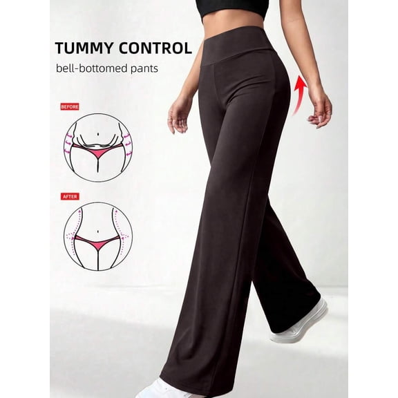 Women High Waist Straight Leg Pants Tummy Control Stretch Casual Work Trousers