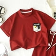thumbnail image 4 of Nwiuh Boys Pajamas 100% Cotton Toddler 2 Piece Short Sleeve Pjs Kids Summer Sleepwear Clothes Set (100, Red), 4 of 5