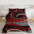 thumbnail image 2 of Homewish Geometric Lines Print Bedding Comforter Set,Stripes Pattern Twin Comforter Sets,Red Gray Black Bedding Set For Teens,Luxury Bedroom Decor Reversible,2 Pieces, 2 of 8