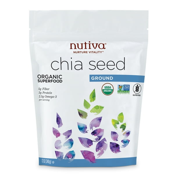 Nutiva organic, nongmo, raw, premium ground chia seeds, 12 ounce