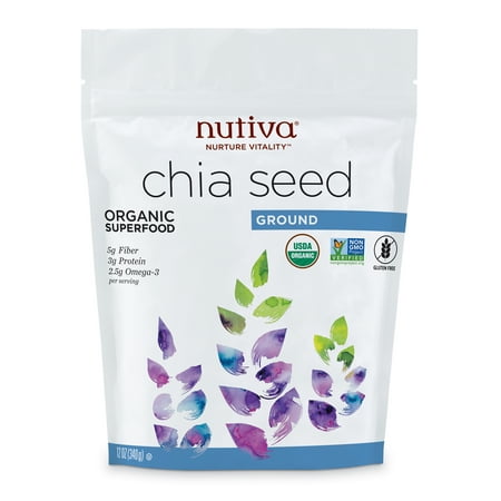 Nutiva Organic, non-GMO, Raw, Premium Ground Chia Seeds, 12