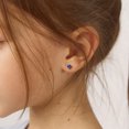 thumbnail image 3 of CZ Heart Solitaire Simulated Blue Topaz Earrings Screw Back - Sterling Silver, 3 of 6