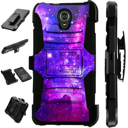 For AT&T Axia (2018) Case Armor Hybrid Phone Cover LuxGuard Holster (Purple (Best Phone In The Universe)