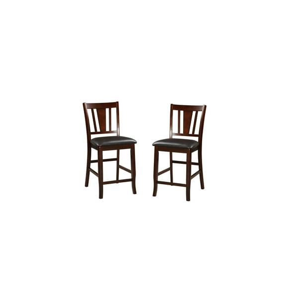 Rustic Wooden High Chairs - Set of 2 - Dining Room Chairs - Dark Brown & Black Finish - Modern Farmhouse Style