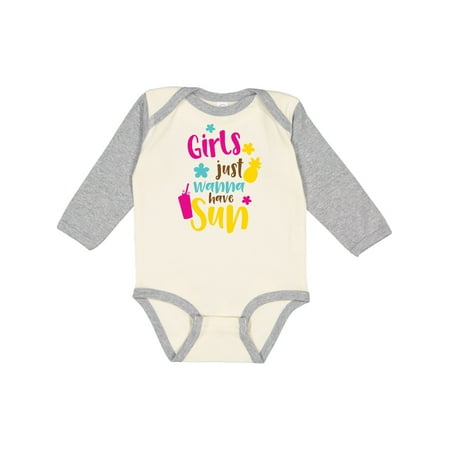 

Inktastic Girls Just Wanna Have Sun Pineapple Cocktail Gift Baby Girl Long Sleeve Bodysuit