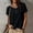 A321 Black, variant on Womens Overlap Hem Henley Button Down Short Sleeve Top Casual Round Neck Summer Shirts Fashion Cross Front Blouses Loose Fit Basic Everyday Jersey Tees
