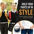 thumbnail image 4 of Kids Elastic Adjustable Strech Belt With Silver Square Buckle - Beige And White Stripes, 4 of 4