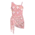 thumbnail image 7 of SEANATIVE Girls One-Piece Swimsuits with Mesh Cover-up Skirt One-Piece Bathing Suits Back Cutout Stylish Stretch Swimwear for Kids Teenagers, Size 7-8, Floral Cross Pattern Pink, 7 of 7
