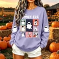thumbnail image 3 of Spooky Season Sweatshirt Womens Ghost Graphic Pullover Crew Neck Long Sleeve Loose Fit Casual Fall Tops Ribbed Cuffs and Hem Cute Halloween Long Sleeve Sweatshirt, 3 of 7