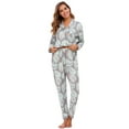 thumbnail image 2 of INSPIRE CHIC Women's Sleepwear Lounge Cute Print Nightwear with Pants Long Sleeve Pajama Sets 2XL Gray, 2 of 5