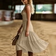 thumbnail image 4 of Dvprdro Solid Color Deep V Neck Sleeveless Maxi Dress for Women Smocked Waist Ruffle Hem Loose Fit Summer Vacation, 4 of 6
