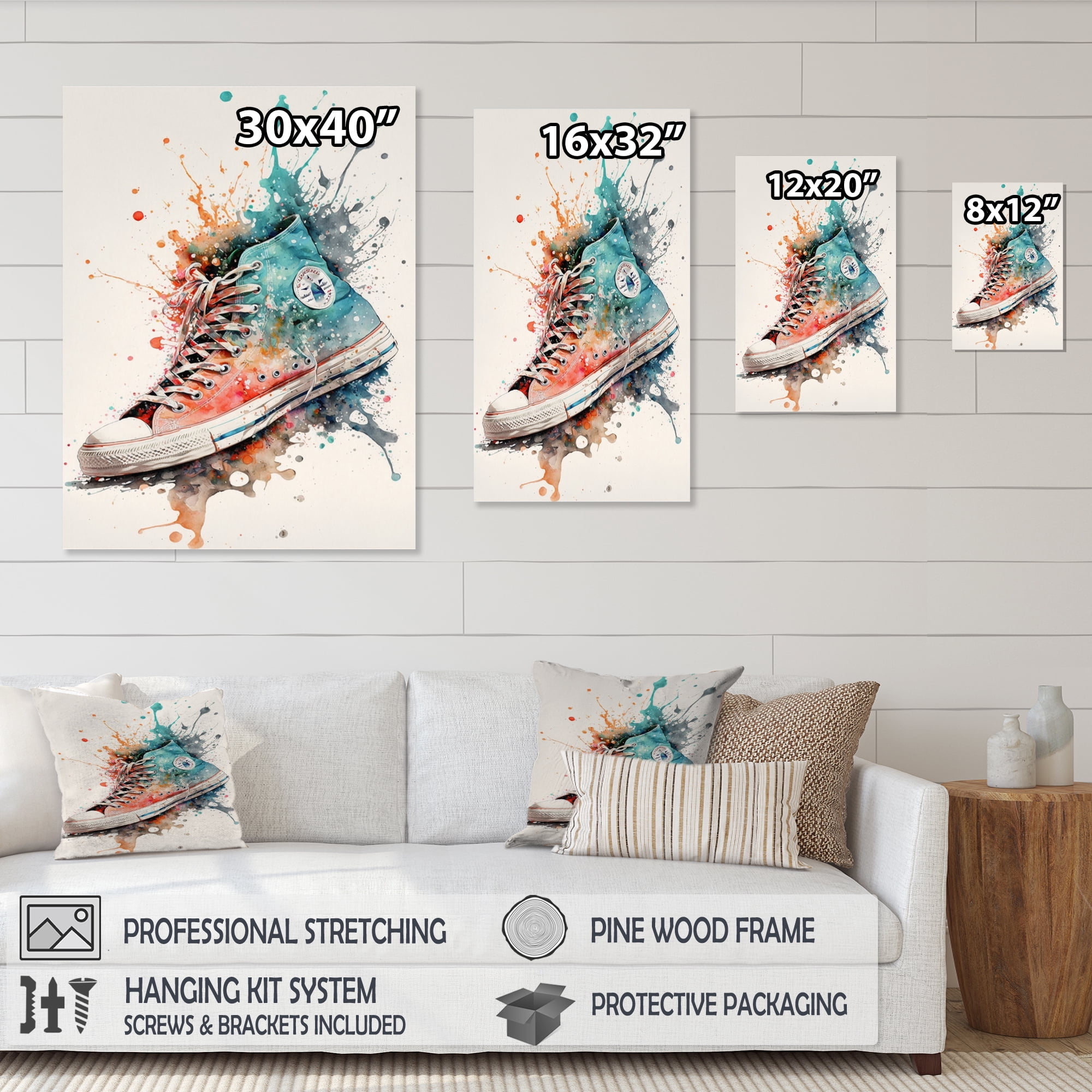 Designart Multicolor Sneaker Shoe II Canvas Wall Art
