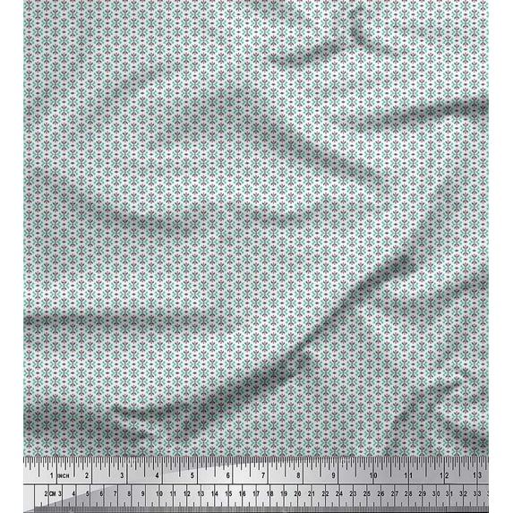 Soimoi Rayon Crepe Fabric Geometric Small Printed Fabric 1 Yard 46 Inch Wide