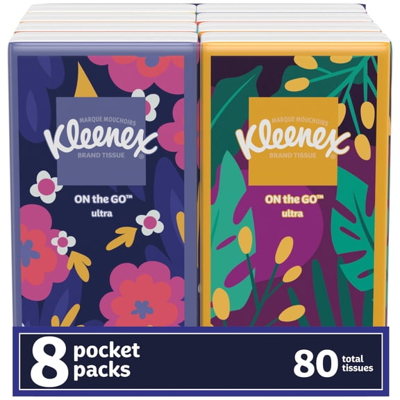 Kleenex On-the-Go Facial Tissues, 8 On-the-Go Packs