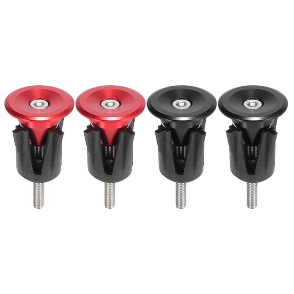 2 Pairs Aluminum Alloy Bike Handlebar End Plugs Caps Bar End Plug Black Red