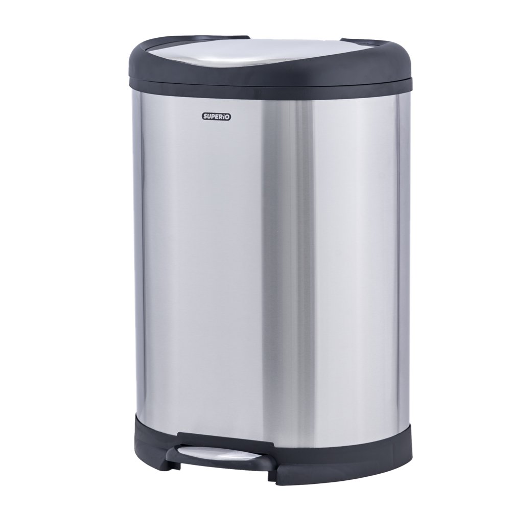 Superio Stainless Steel Garbage Pail 50 Liter / 13 Gallon D Shaped