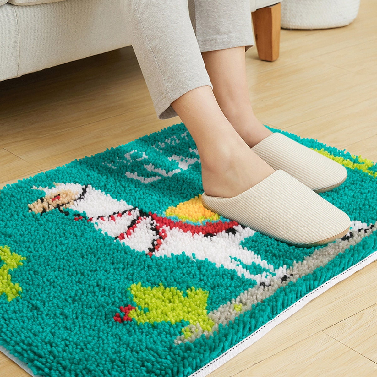 Latch Hook Rug Kits, Kids Adults Carpet Embroidery Set Beginners Cross Stitch DIY Crochet Needlework Crafts Kits 24X16 Inch